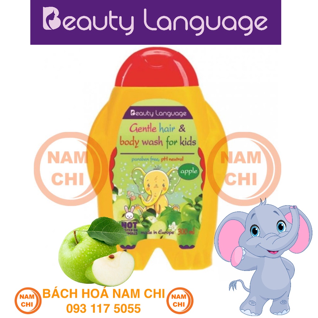 [CHAI 300ML] Sữa Tắm Gội Trẻ Em BEAUTY LANGUAGE Hương Táo Dành Cho Trẻ Trên 3 Tuổi - Europe