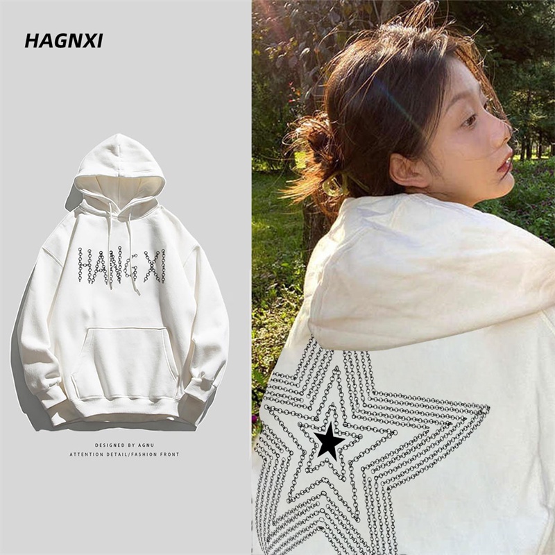 NRVP Áo Khoác Hoodie Tay Dài Dáng Rộng In Họa Tiết Phong Cách Hàn Quốc Dành Cho Nam Nữ