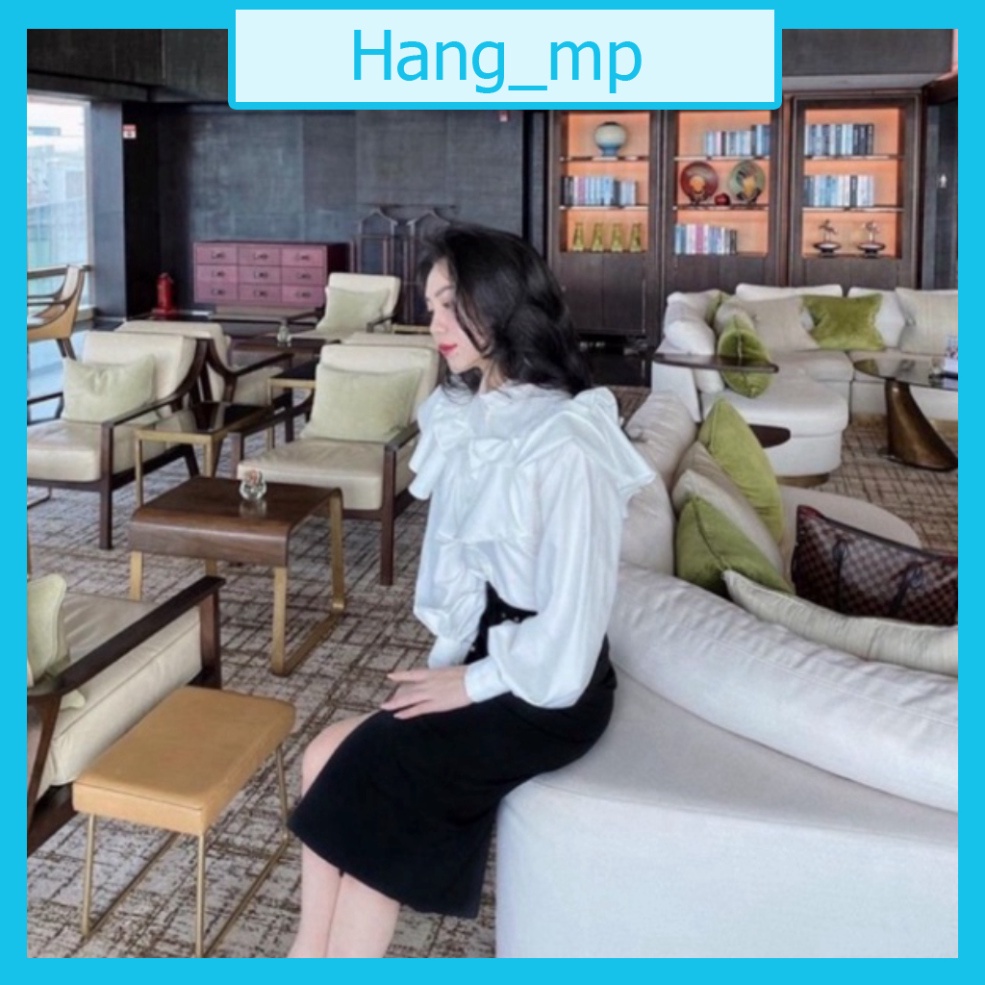 Áo Sơ Mi Nút Ngọc Bèo Tầng Cổ Trụ_008 babydoll mầu trắng, xanh nhạt, nữ tính đáng yêu sang chảnh hang_mp