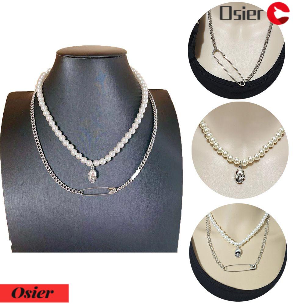 1 Vòng Cổ Choker Hình Đầu Lâu Đính Ngọc Trai Thời Trang Cho Nữ