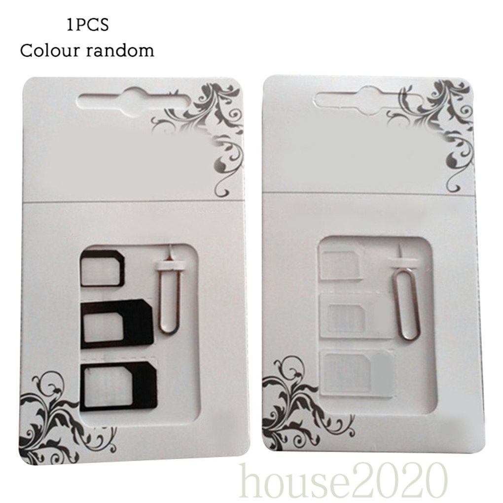 [house2020]SIM Card Adapter Kit 4 in 1 Converter Set Micro to SIM Card Removal Pin for Mobile Devices Random Color