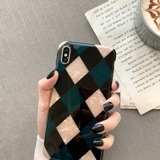 Ốp lưng Iphone vân đá gạch men(Xanh Đen)