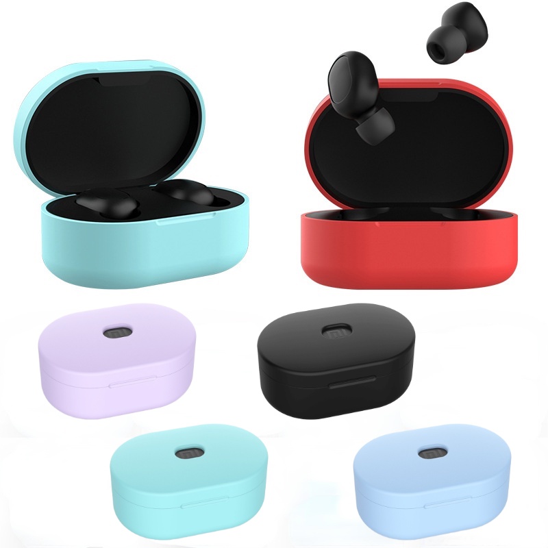 Vỏ bảo vệ hộp sạc tai nghe Redmi Airdots màu trơn chống trượt