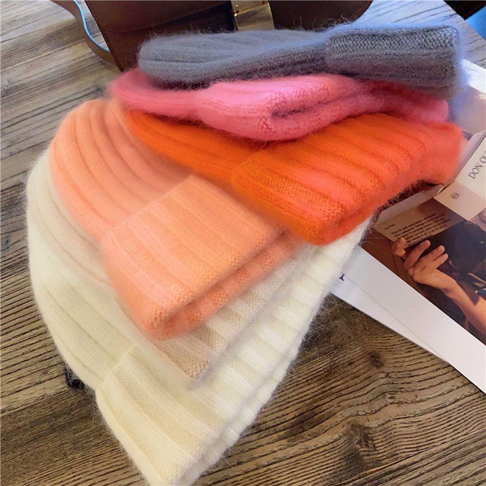 Mũ Dệt Kim Dày Dặn Mềm Mại Ấm Áp Màu Trơn Thời Trang