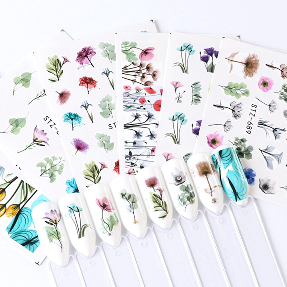 Tờ Sticker Hình Hoa Dán Móng Nghệ Thuật