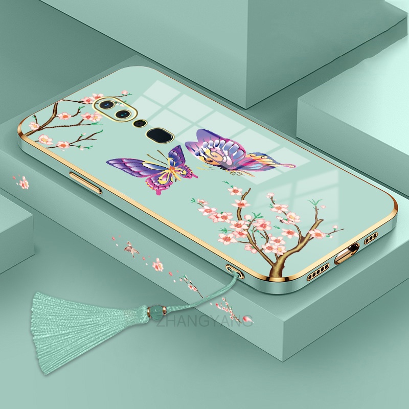ốp lưng oppo f11 a9 a9x Ốp Điện Thoại Silicon Họa Tiết Bươm Bướm Kèm Dây Đeo Cho oppo f11 a9 a9x