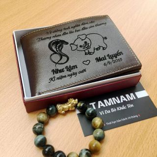 Ví da khắc tên đẹp