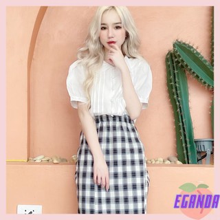Áo sơ mi nữ trắng cộc tay bồng, cúc bọc cổ sen, Áo sơ mi trắng cộc tay cúc bọc cổ bèo ngắn tay bo