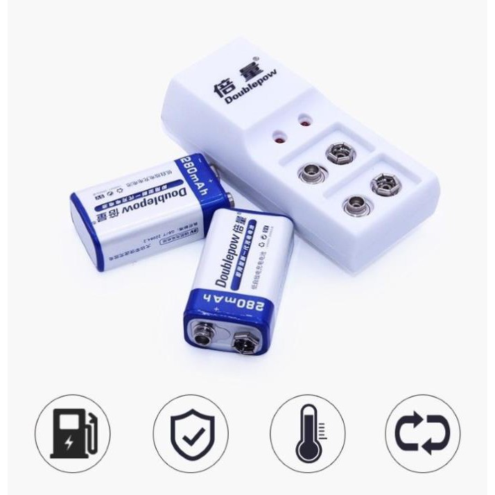 Mua ngay Bộ sạc pin vuông DP-B09 Kèm 1 pin 9V 280mAh Doublepow - Pin kèm sạc [Giảm giá 5%]