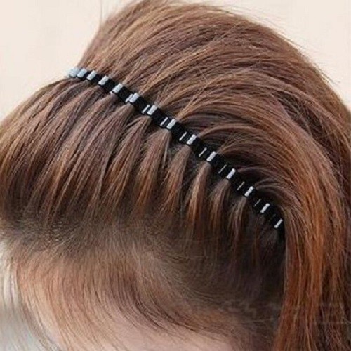 Cài tóc đen gợn sóng lò xo - kiểu đơn giản