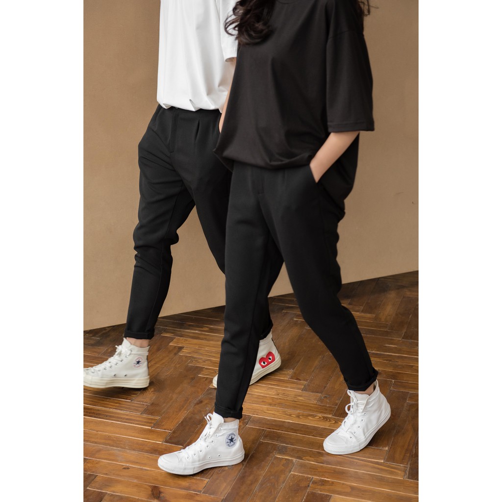 [Mã SKAMSALE07 giảm 10% tối đa 100K đơn 150K] Quần Baggy trơn CHUBBIE Black Trousers | BigBuy360 - bigbuy360.vn