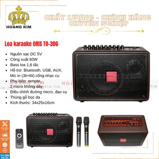 Loa siêu trầm ấm, xách tay ORIS TO-306 kèm 2 micro tiện dụng cho gia đình, phòng trọ|Karaoke gia đình|Loa nghe nhạc