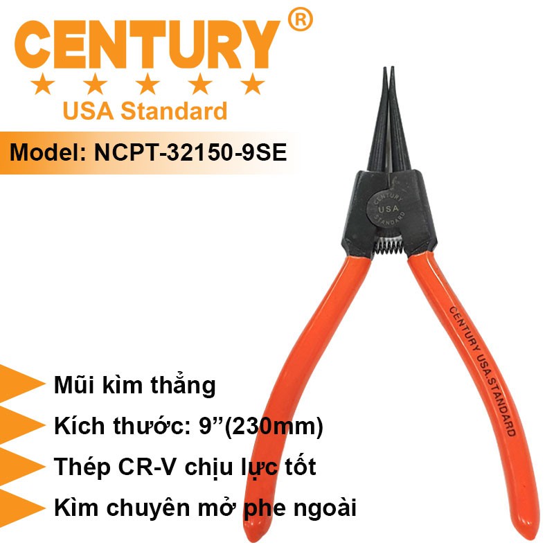 Kìm Mở Phe 9" (230mm) Ra Thẳng Century - NCPT-32150-9SE