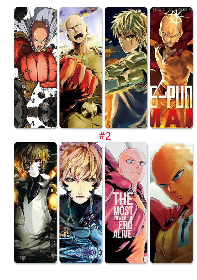 Bộ 8 Thẻ Đánh Dấu Sách In Hình Nhân Vật Anime One Punch Man Bằng Pvc