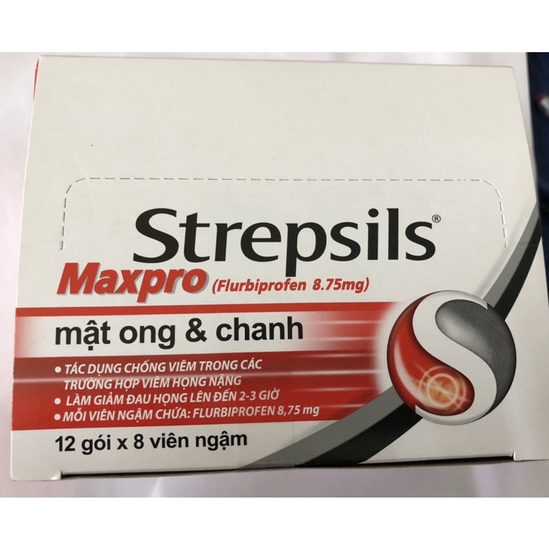 Viên Ngậm Strepsils Maxpro mật ong và chanh ( hộp 12 vĩ, vĩ 8 viên )