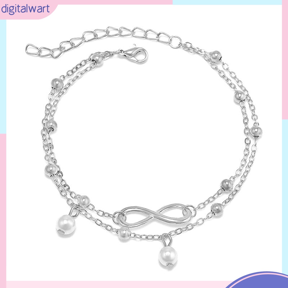 Lắc chân móc xích 2 lớp phối mặt hình vô cực độc đáo thời trang cho nữ