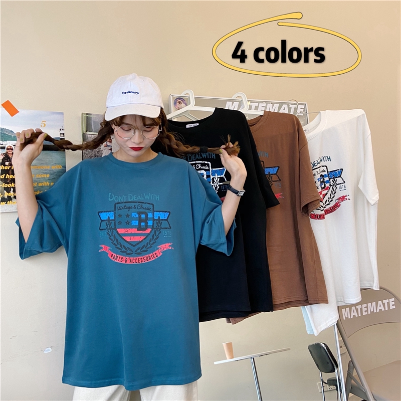 SUXI Áo Thun Nữ Ngắn Tay In Hình Phong Cách Hàn Quốc Năng Động