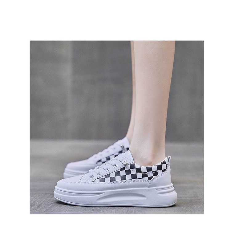 Giày sneaker thể thao cho nữ tăng chiều cao 5p họa tiết caro phong cách Hàn Quốc (2020)
