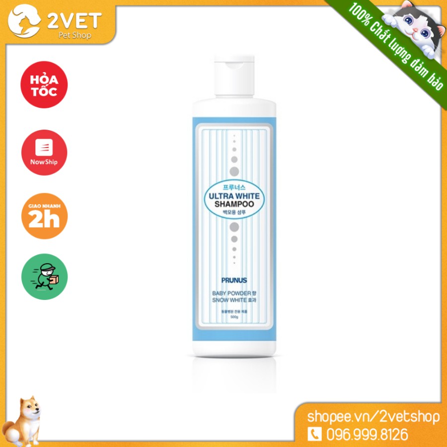 Sữa Tắm Cho Thú Cưng Prunus Ultra White Shampoo - Thể Tích 500ml - Làm Trắng Bộ Lông