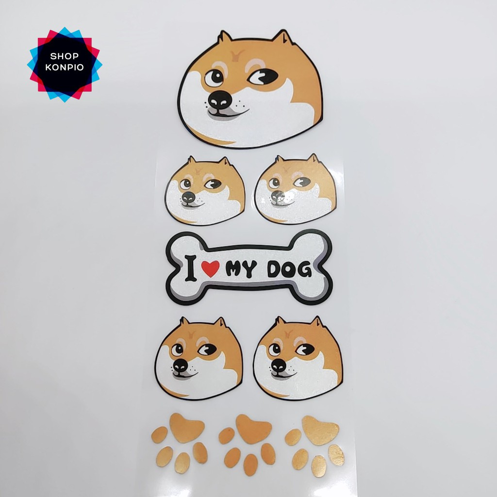Bộ Tem Sticker Phản Quang Hình Dog Cao Cấp Dán Xe Máy, Ô Tô, Mũ Bảo Hiểm, Chống Thấm Nước, Chống Bay Màu
