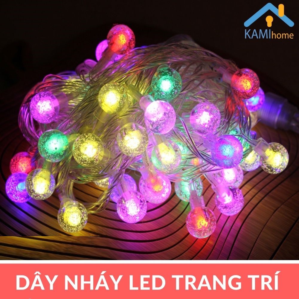 Dây đèn led trang trí cây thông noel tết phòng ngủ hình Cầu và Giọt nước có bọt khí dài 10m - 30 bóng mã 26029