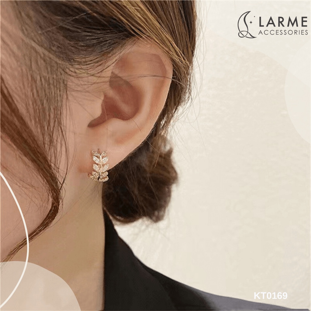 Khuyên tai nữ tròn nguyệt quế nhẹ nhàng Larme accessories -KT0169