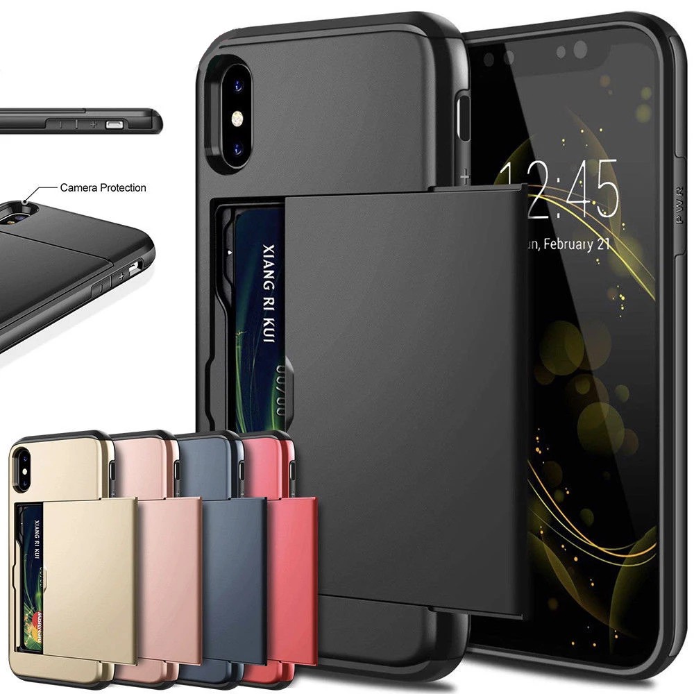 Ốp điện thoại nắp gập có ngăn đựng thẻ tiện dụng thích hợp cho Iphone 7 8 Plus Se 2020 X Xs Max Xr