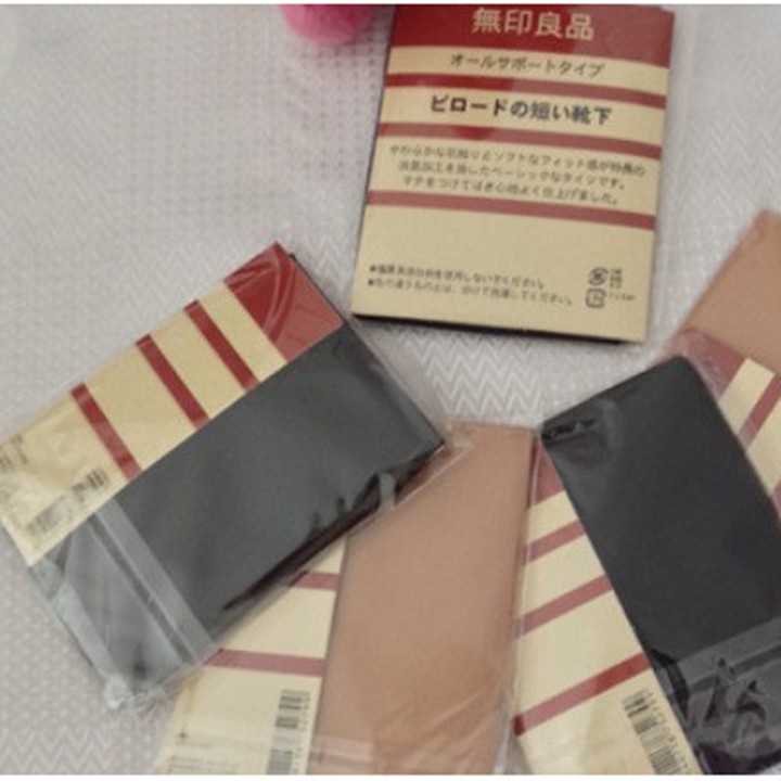 Tất da chân lụa cổ ngắn nữ Moji Nhật Bản dệt kim pha lê siêu mỏng dai trong suốt chống trượt màu da nude đen