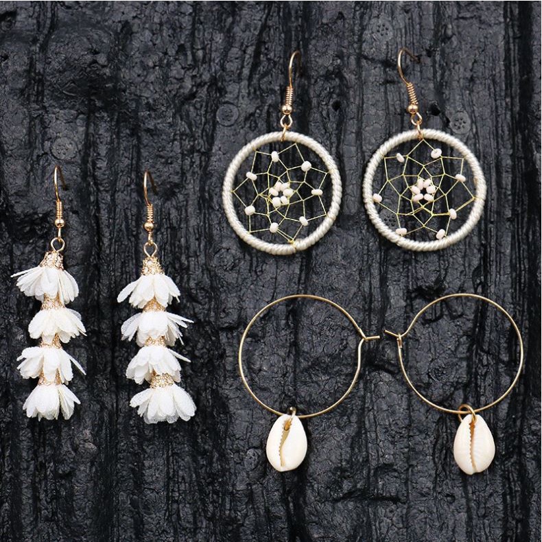 Bộ 3 Đôi Bông Tai Dệt Hoa 2M9