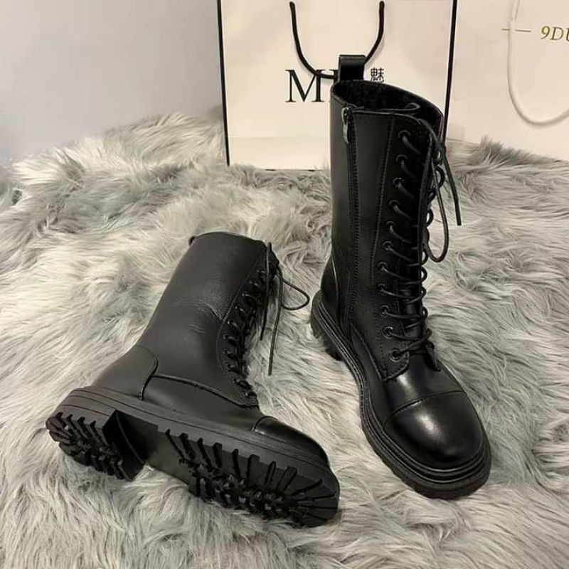Giày boots martin da cao cổ khóa kéo ✨