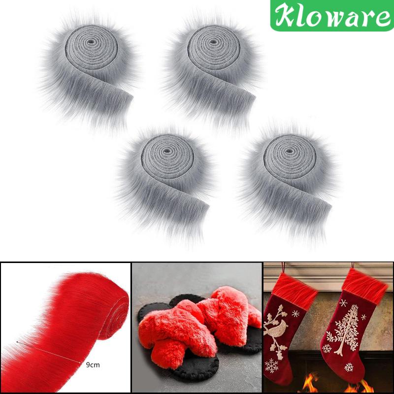 4 Cuộn Vải Lông Giả Mềm Rộng 9cmx6m Trang Trí Giáng Sinh