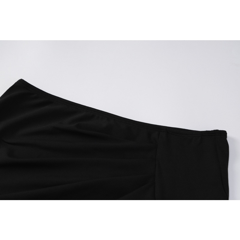 Bộ 2 Món Áo Crop Top Dài Tay + Chân Váy Xẻ Tà Lưng Cao D0315