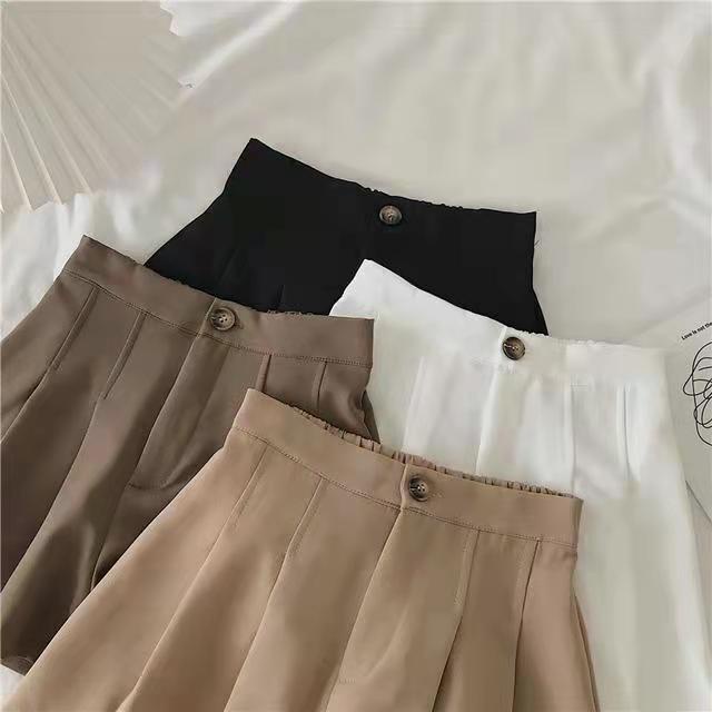[Linin] Quần Short Dáng Chữ a Ống Rộng Lưng Cao Xếp Ly Phong Cách Mới Cho Nữ