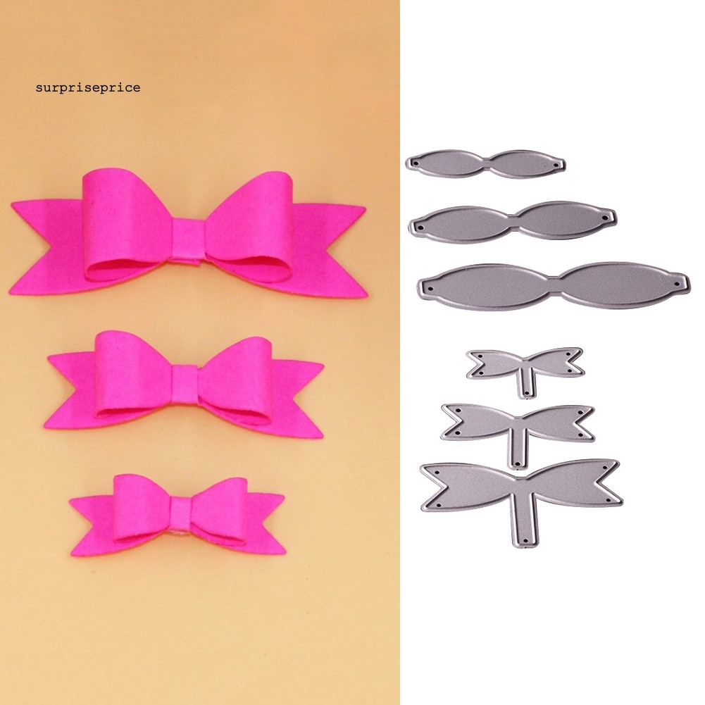 Set 6 Khuôn Cắt Giấy Làm Từ Kim Loại Hình Nơ Trang Trí Scrapbook