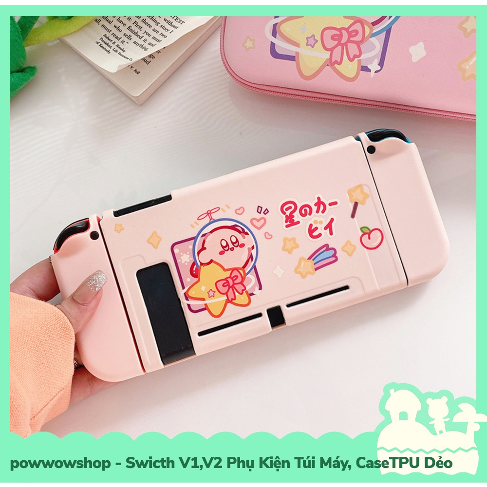 [Sẵn VN - Hỏa Tốc] Switch V1,V2 Phụ Kiện Túi Máy, Case Ốp TPU Dẻo Cho Máy Game Nintendo Switch V1,V2 Pink Kirby