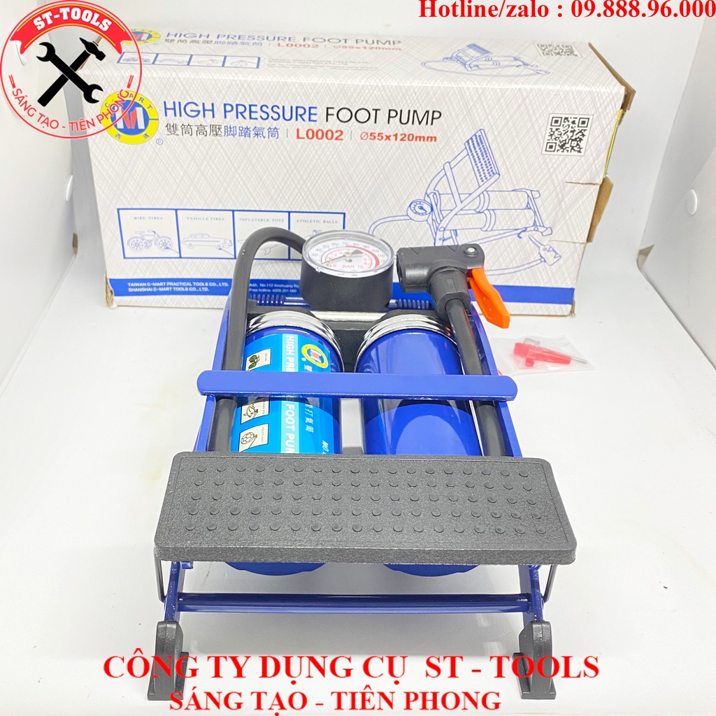 Bơm đạp chân L0002  Cmart 2 ống đa năng , bơm xe máy,xe đạp,xe hơi nhập khẩu