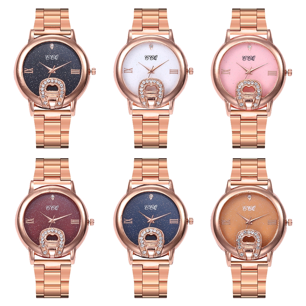 Đồng hồ analog máy quartz nữ màu rose gold