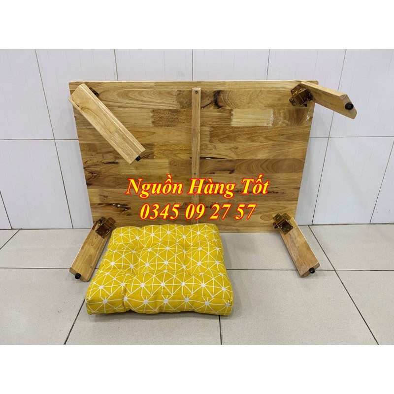 Bàn Trà Bệt 80x60cm Kiểu Nhật Tatami - Gỗ Cao Su Chân Xếp Gọn