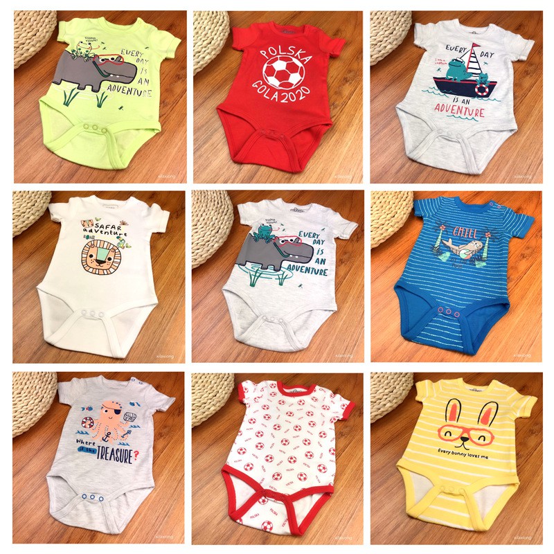 Bộ Áo Liền Quần Bằng Cotton In Hoạt Hình Dành Cho Bé Trai Gái 0-12 Tháng Tuổi