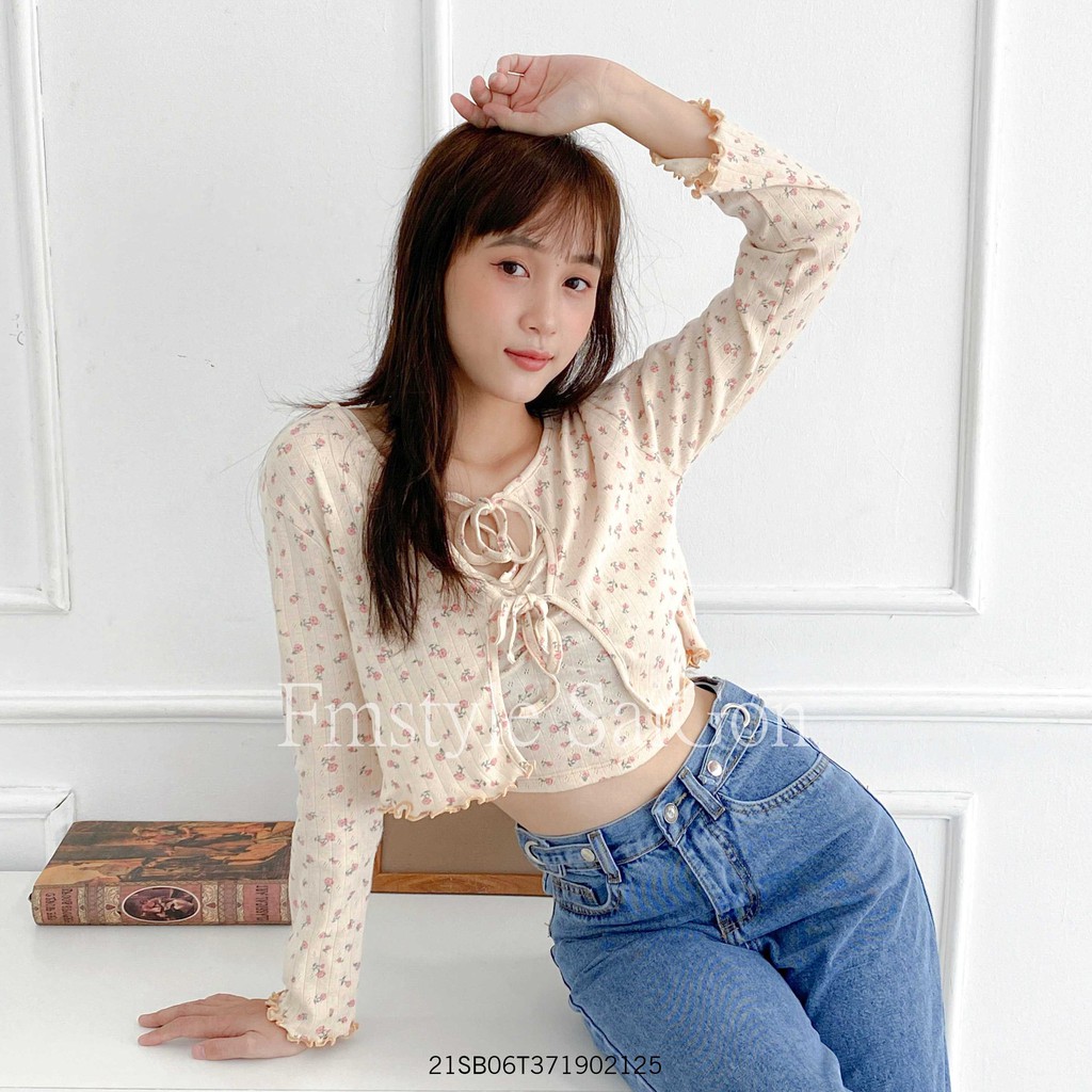 Set áo 2 dây + áo thun tay dài thắt nơ ullzang thời trang nữ FMStyle SaiGon 21SB06T371902