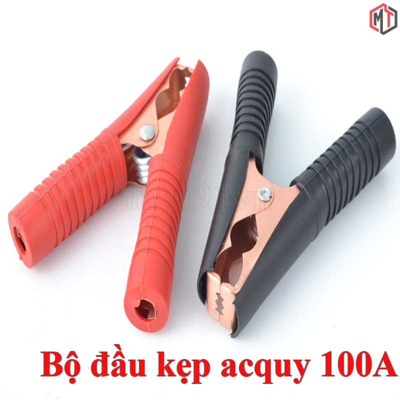 Bộ Đầu Kẹp Cá Sấu - Kẹp acquy 100A (1 Đen + 1 Đỏ)