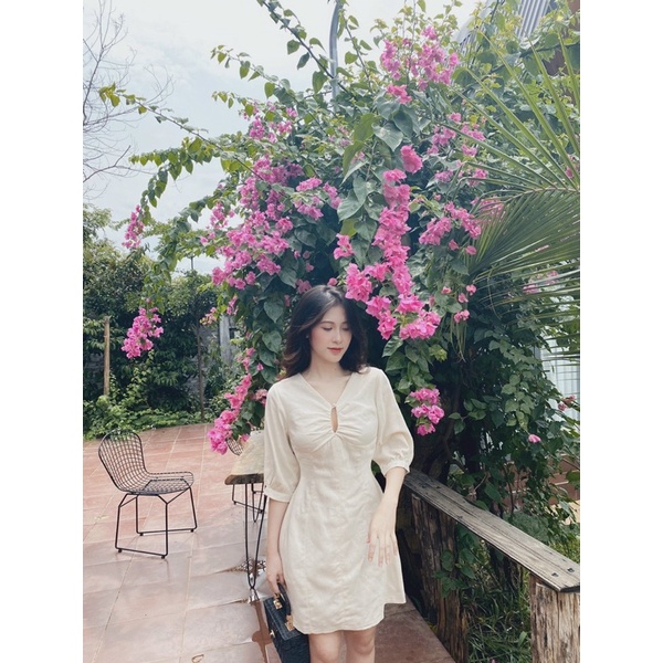 Lybong-Lila dress (Đầm linen khoét ngực)