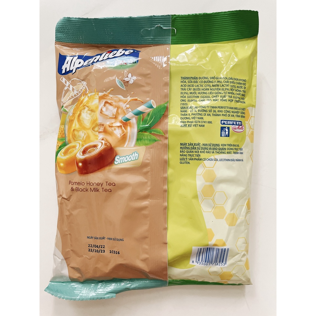 Kẹo Alpenliebe trà bưởi mật ong và hồng trà sữa 2 in 1- gói 329g