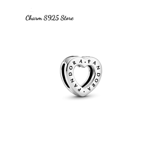 CHARM PAN.DO.RA ALE KẸP TIM LOGO BẠC S925 HÀNG CAO CẤP