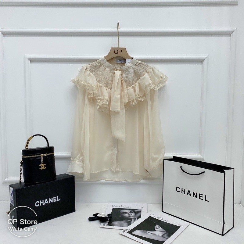 ÁO SƠ MI TƠ VAI CHUN VIỀN BÈO THẮT NƠ | BigBuy360 - bigbuy360.vn