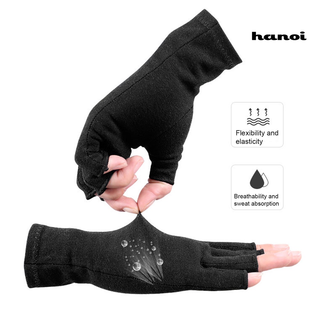 Set 2 găng tay hở ngón bằng vải cotton mềm thoáng khí phong cách thể thao cho nam nữ