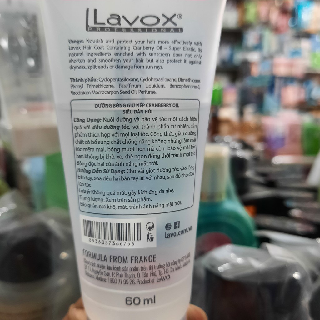 Dưỡng bóng tóc Lavox chống khô xơ, chẻ ngọn 60ml