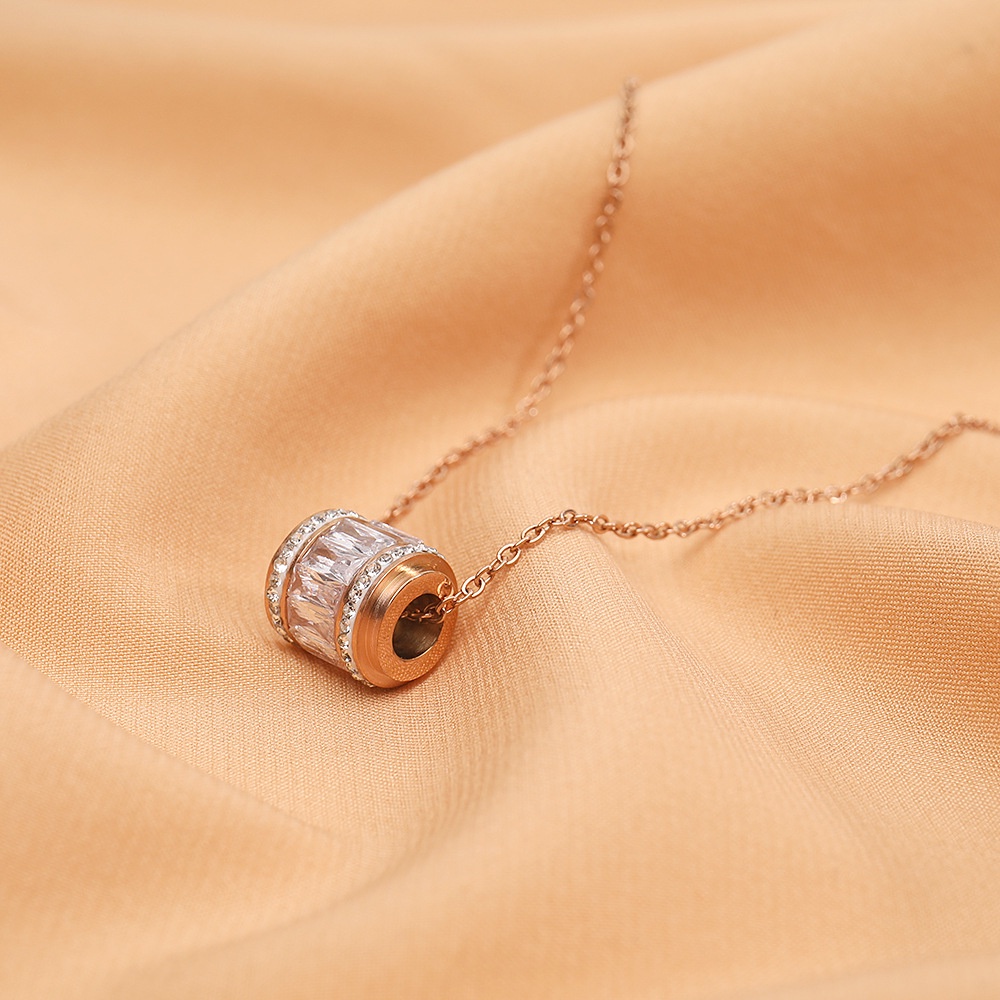 Dây chuyền cao cấp EVERMORE, vòng cổ trụ tròn đính đá, phong cách minimalism, thanh lịch - D015