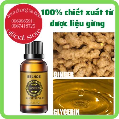 Tinh dầu gừng cao gừng tan mỡ,kem gel tan mỡ bụng EeLHoe 30ml chiết xuất 100% dược liệu gừng già