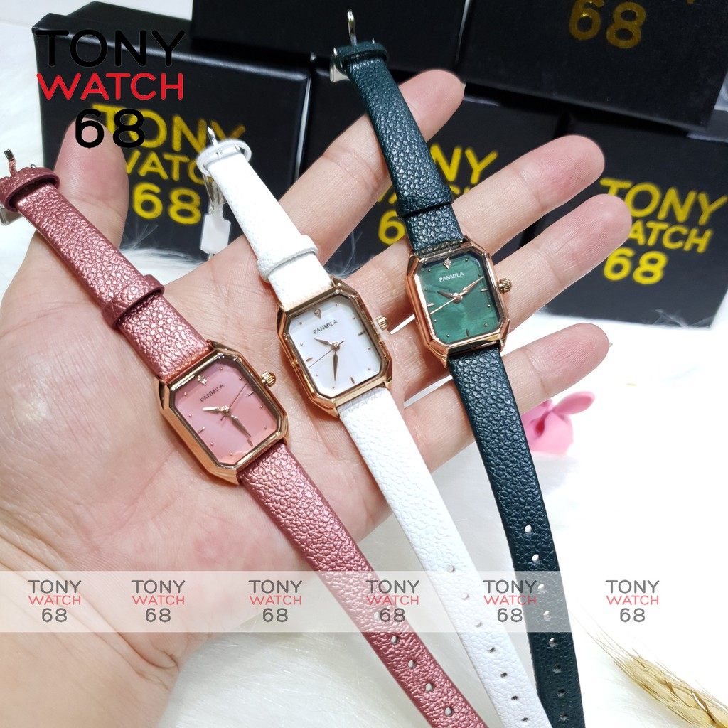Đồng hồ nữ đeo tay Panmila dây da mặt vuông mini mạ viền vàng chính hãng Winsley giá rẻ đẹp | BigBuy360 - bigbuy360.vn